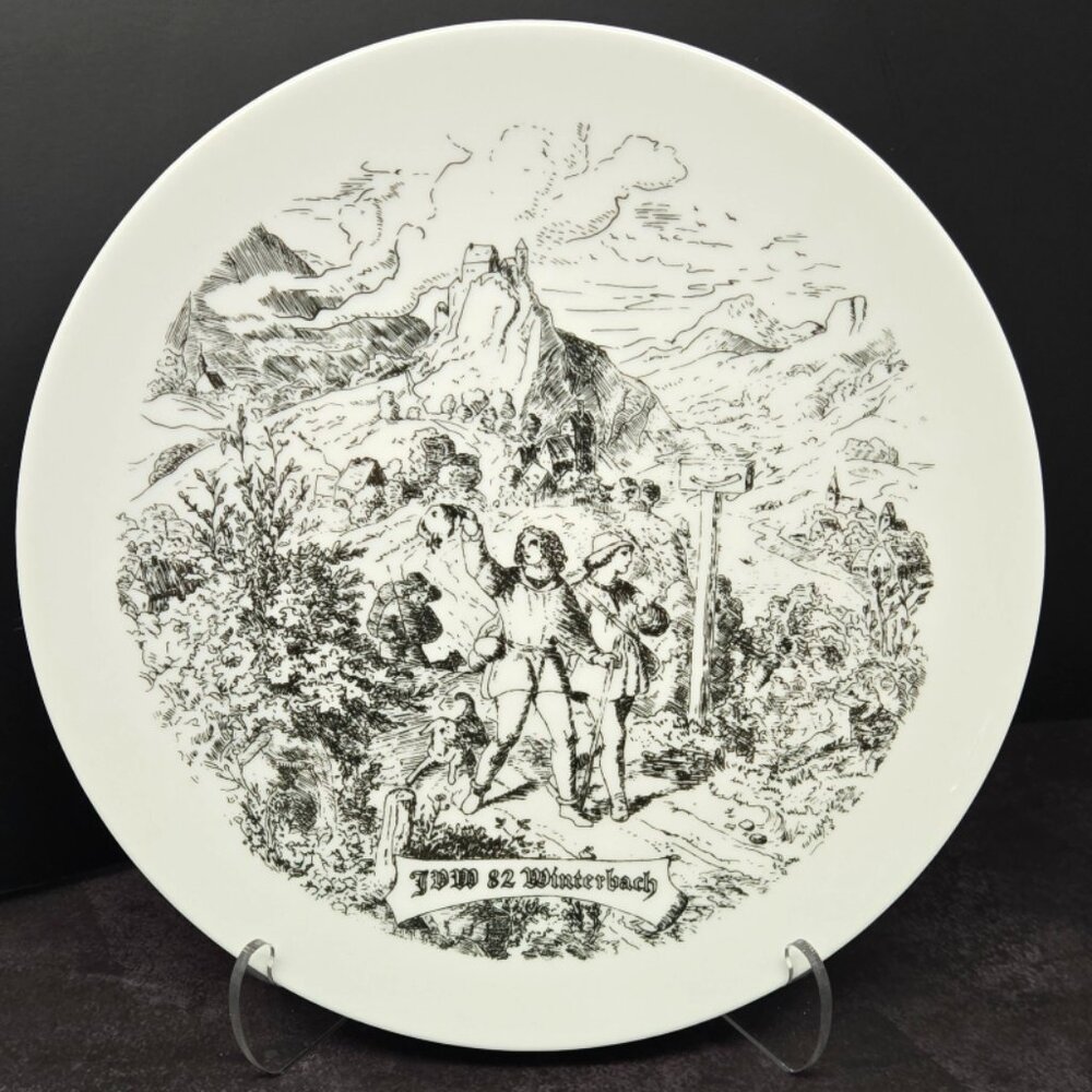 Vintage JDM '82 Winterbach Black and White Wall Plate, Germany, Isle Schmidt